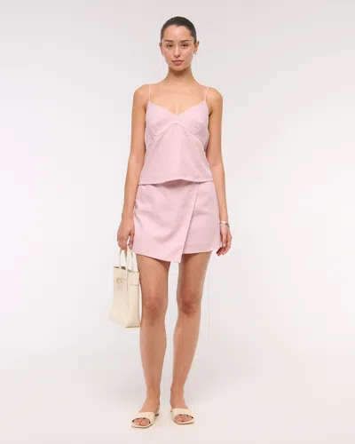 Abercrombie & Fitch The A&f Scarlett Linen-blend Wrap Mini Skort In Pink