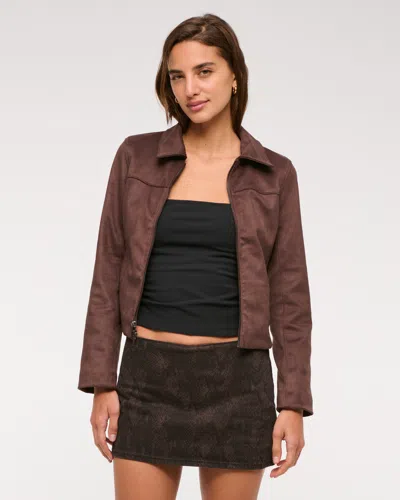 Abercrombie & Fitch The A&f Scarlett Low Rise Denim Micro Skort In Brown
