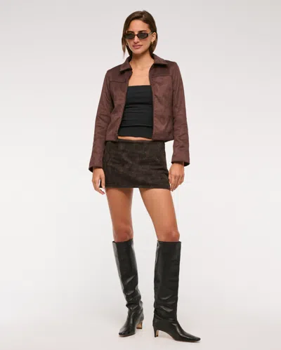 Abercrombie & Fitch The A&f Scarlett Low Rise Denim Micro Skort In Brown