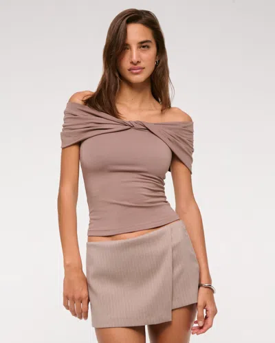 Abercrombie & Fitch The A&f Scarlett Low Rise Micro Wrap Mini Skort In Brown