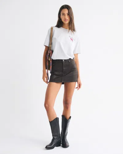 Abercrombie & Fitch Mid Rise Denim Mini Skirt In Gray