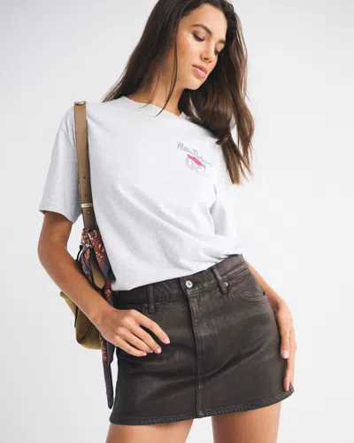 Abercrombie & Fitch Mid Rise Denim Mini Skirt In Gray