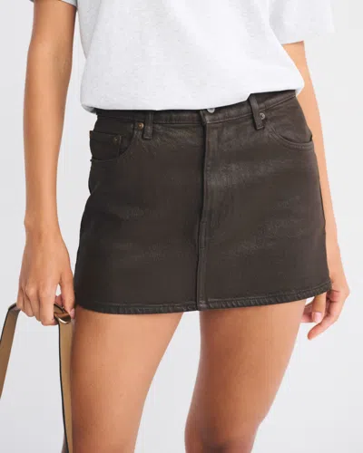 Abercrombie & Fitch Mid Rise Denim Mini Skirt In Gray