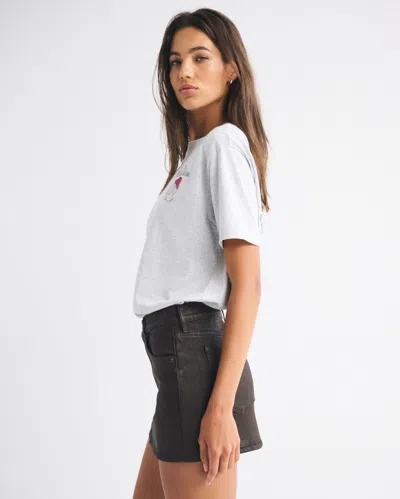 Abercrombie & Fitch Mid Rise Denim Mini Skirt In Gray