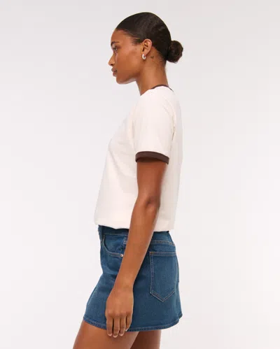 Abercrombie & Fitch Curve Love Mid Rise Denim Mini Skirt In Multi