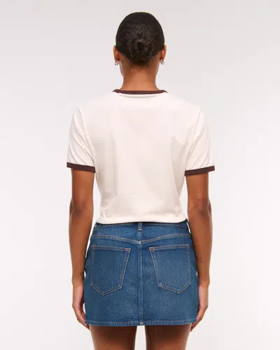 Abercrombie & Fitch Curve Love Mid Rise Denim Mini Skirt In Multi