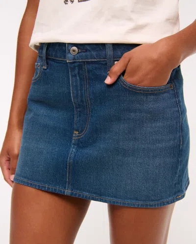 Abercrombie & Fitch Curve Love Mid Rise Denim Mini Skirt In Multi