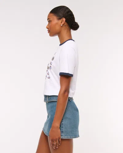 Abercrombie & Fitch Curve Love Mid Rise Belted Denim Mini Skort In Blue