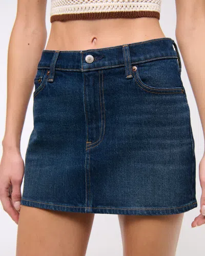 Abercrombie & Fitch Mid Rise Denim Mini Skirt In Black