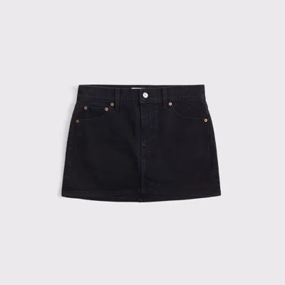 Abercrombie & Fitch Mid Rise Denim Mini Skirt In Black