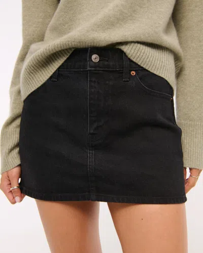 Abercrombie & Fitch Mid Rise Denim Mini Skirt In Black