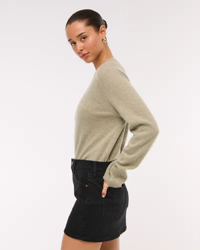 Abercrombie & Fitch Mid Rise Denim Mini Skirt In Black