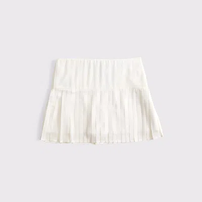 Abercrombie & Fitch High Rise Drop-waist Pleated Mini Skort In White