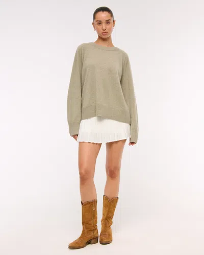 Abercrombie & Fitch High Rise Drop-waist Pleated Mini Skort In White