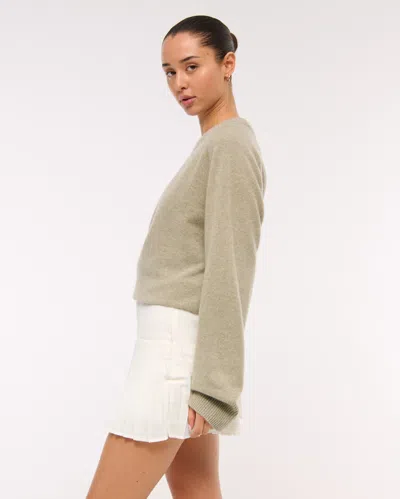 Abercrombie & Fitch High Rise Drop-waist Pleated Mini Skort In White