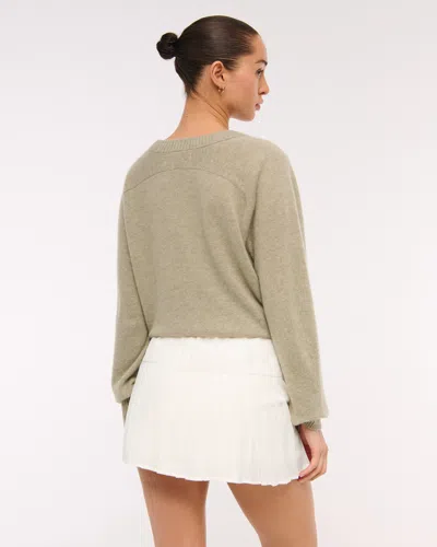 Abercrombie & Fitch High Rise Drop-waist Pleated Mini Skort In White