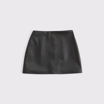 Abercrombie & Fitch The A&f Scarlett Curve Love Vegan Leather Mini Skort In Black