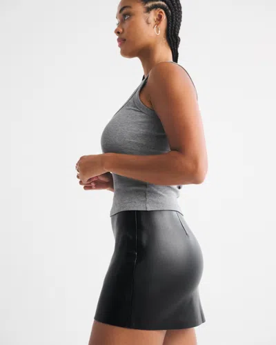 Abercrombie & Fitch The A&f Scarlett Curve Love Vegan Leather Mini Skort In Black