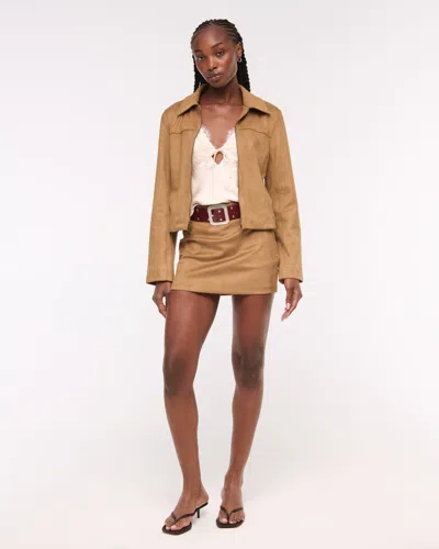 Abercrombie & Fitch The A&f Scarlett Vegan Suede Mini Skort In Brown