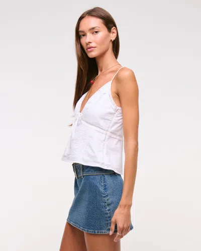 Abercrombie & Fitch Mid Rise Belted Denim Mini Skort In Blue