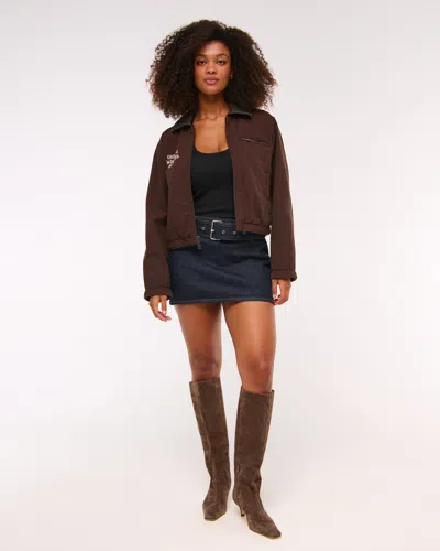 Abercrombie & Fitch Curve Love Mid Rise Belted Denim Mini Skort In Brown