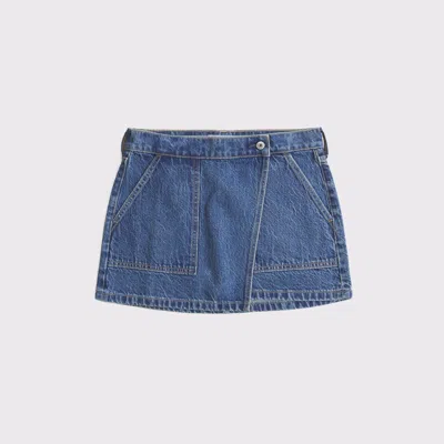 Abercrombie & Fitch Mid Rise Denim Wrap Mini Skirt