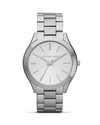 Michael Kors Unisex Slim Runway Stainless Steel Bracelet Watch 42mm In Silver