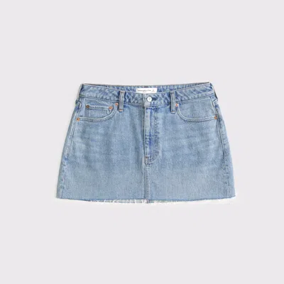 Abercrombie & Fitch Curve Love Mid Rise Denim Mini Skirt In Blue
