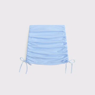 Abercrombie & Fitch Low Rise Mesh Side Ruched Mini Skirt In Blue