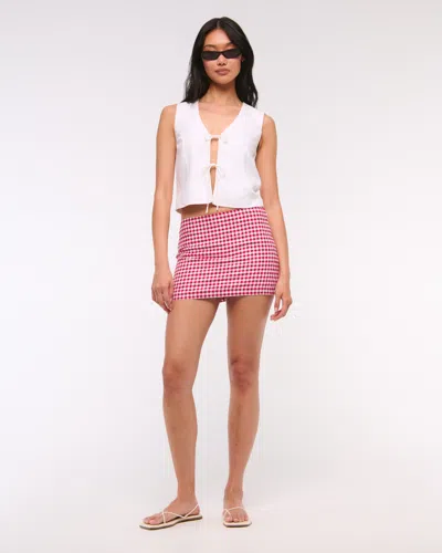 Abercrombie & Fitch The A&f Scarlett Mid Rise Linen-blend Mini Skort In Red