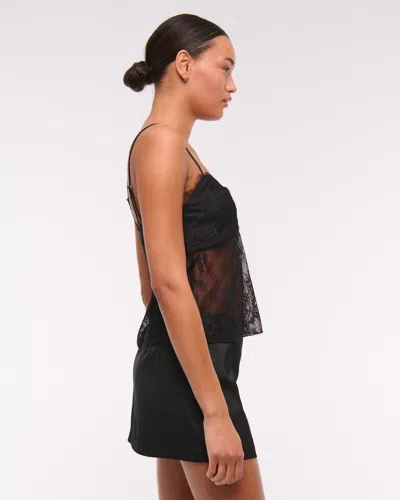 Abercrombie & Fitch The A&f Scarlett Mid Rise Satin Mini Skort In Black