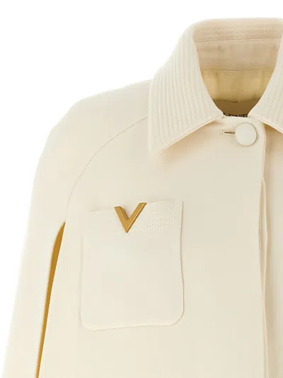 Valentino Drill Hood Capes White In Neutral