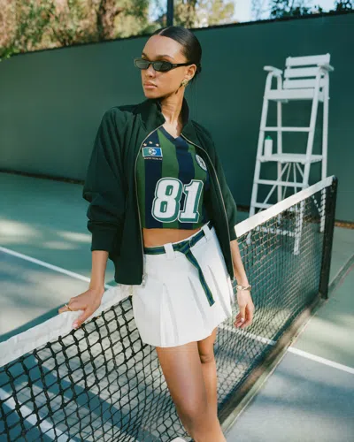 Abercrombie & Fitch Vol. 28 Danzy Mid Rise Wide Pleated Mini Skort In White