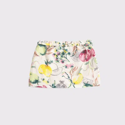 Abercrombie & Fitch Mid Rise Premium Linen Belted Mini Skort In Multi