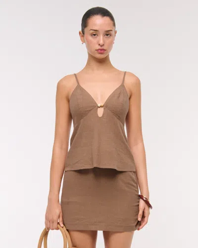 Abercrombie & Fitch The A&f Scarlett Linen-blend Mini Skort In Brown