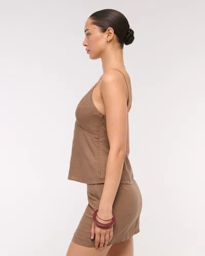 Abercrombie & Fitch The A&f Scarlett Linen-blend Mini Skort In Brown