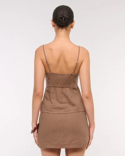 Abercrombie & Fitch The A&f Scarlett Linen-blend Mini Skort In Brown