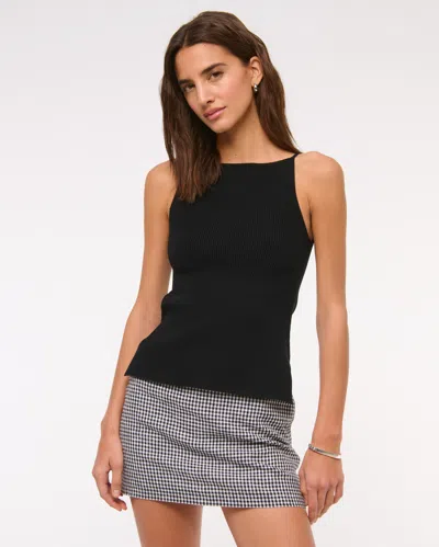 Abercrombie & Fitch The A&f Scarlett Mid Rise Linen-blend Mini Skort In Black