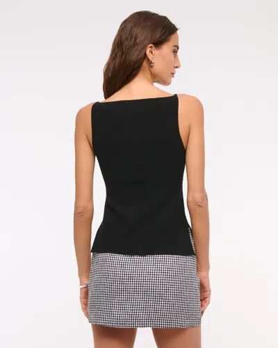 Abercrombie & Fitch The A&f Scarlett Mid Rise Linen-blend Mini Skort In Black