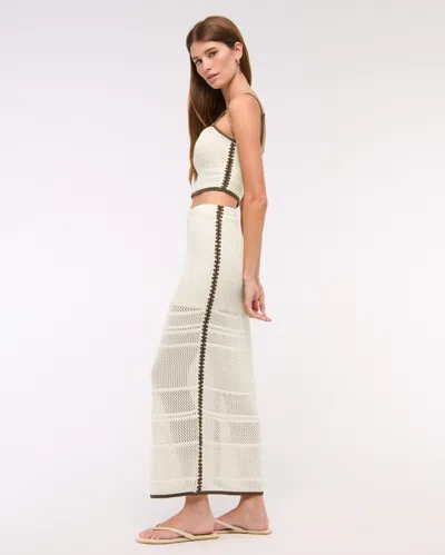 Abercrombie & Fitch Mid Rise Crochet-style Maxi Skirt In White