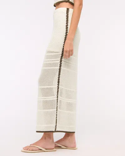 Abercrombie & Fitch Mid Rise Crochet-style Maxi Skirt In White