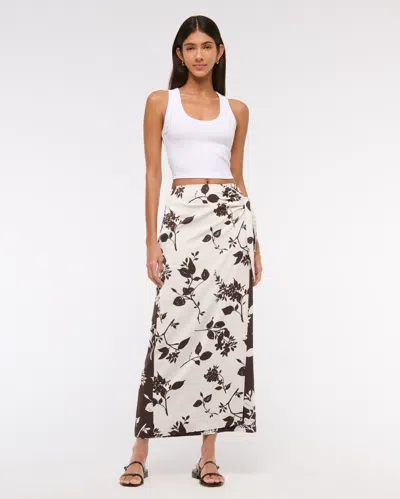 Abercrombie & Fitch Mid Rise Wrap Maxi Skirt In Brown