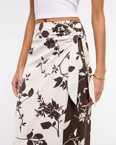 Abercrombie & Fitch Mid Rise Wrap Maxi Skirt In Brown