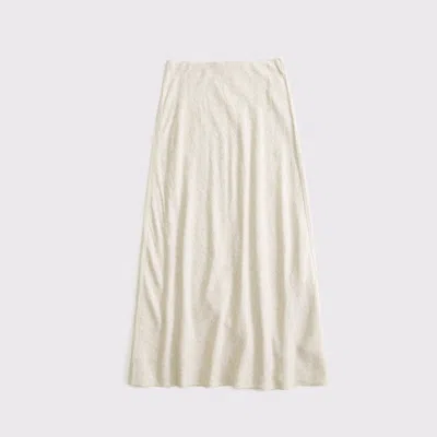 Abercrombie & Fitch Mid Rise Linen-blend Maxi Skirt In White