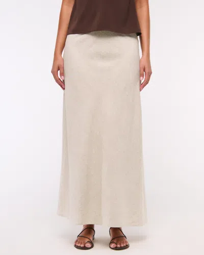 Abercrombie & Fitch Mid Rise Linen-blend Maxi Skirt In White