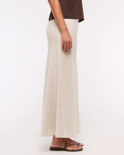 Abercrombie & Fitch Mid Rise Linen-blend Maxi Skirt In White