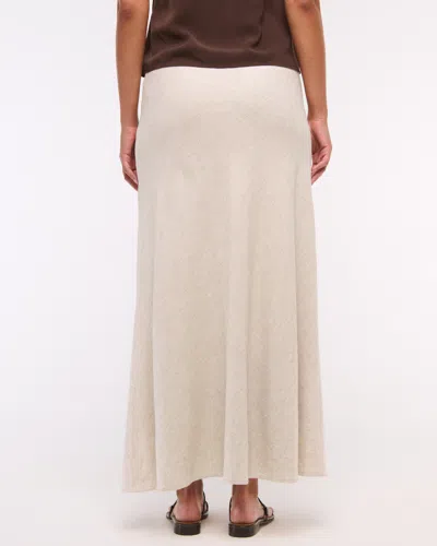 Abercrombie & Fitch Mid Rise Linen-blend Maxi Skirt In White