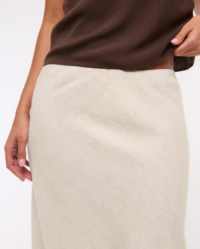 Abercrombie & Fitch Mid Rise Linen-blend Maxi Skirt In White