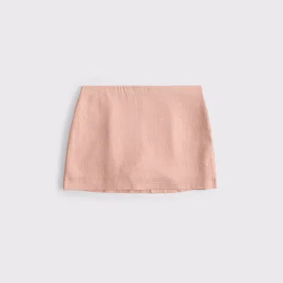Abercrombie & Fitch The A&f Scarlett Mid Rise Linen-blend Mini Skort In Pink
