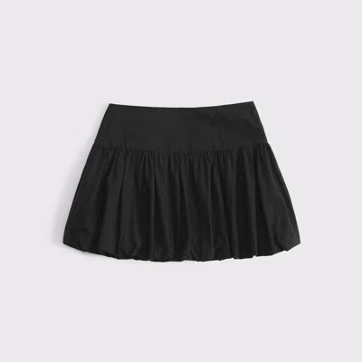Abercrombie & Fitch Drop-waist Bubble Hem Mini Skort In Black